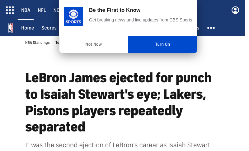 www.cbssports.com 活塞 vs 湖人 勒布朗·詹姆斯（LeBron James）因拳击以赛亚·斯图尔特（Isaiah Stewart）的眼睛而被驱逐出场;湖人。。。 