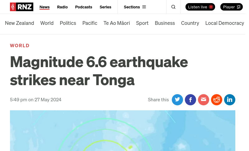 www.rnz.co.nz Séisme aux Tonga  